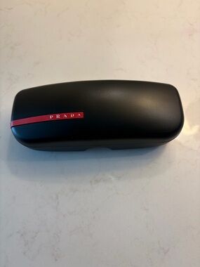 Prada Black Eyewear Case with Red Logo Stripe
